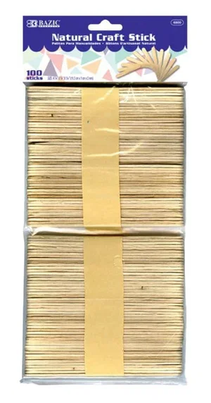 Natural Craft Sticks (100/Pack)