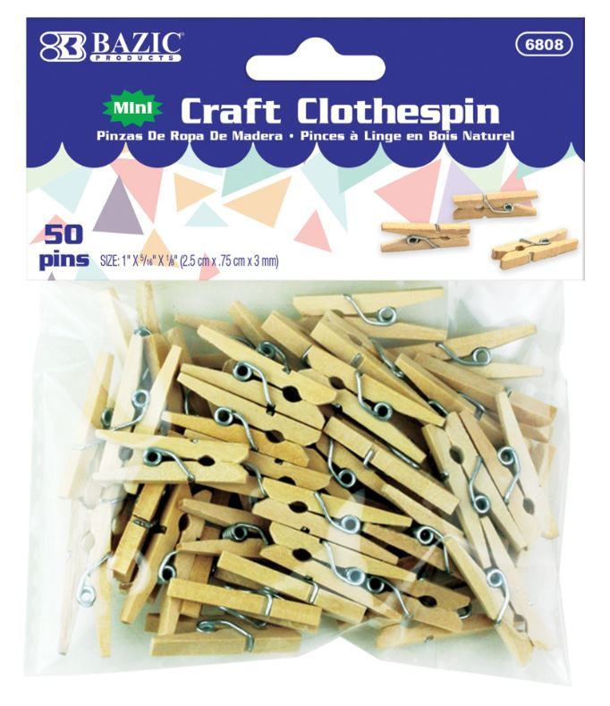 Craft Clothespins Mini Natural (50/Pack)