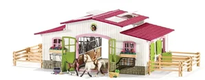 Pink Stable Set with Horses & Rider