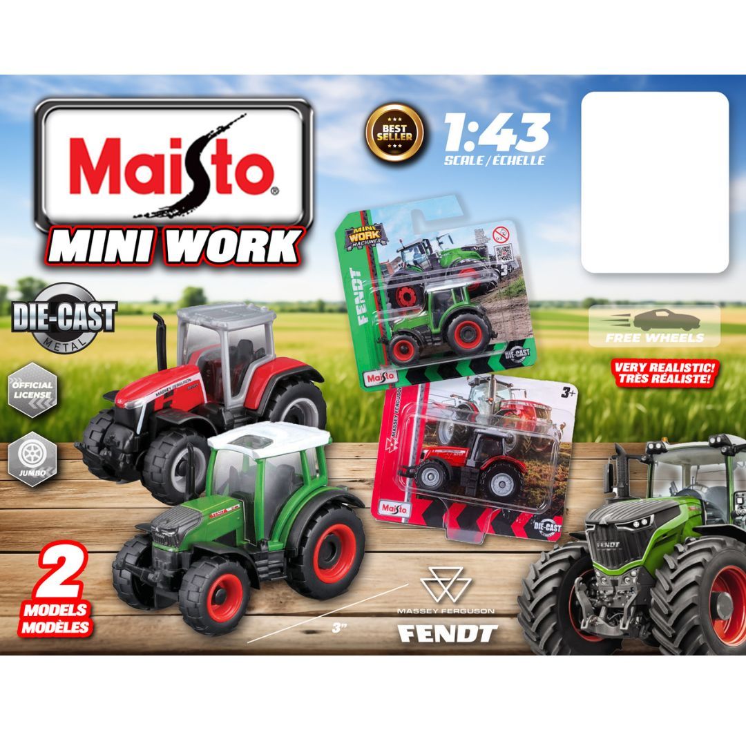 1:43 Diecast Maisto Metal Tractors Assorted 3'