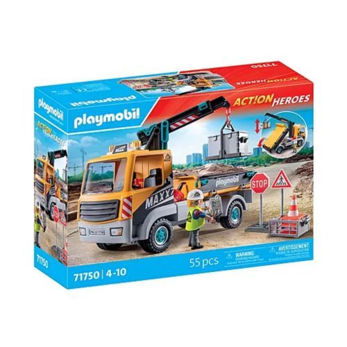 Image of Playmobil Construction Truck with Crane 55 pc