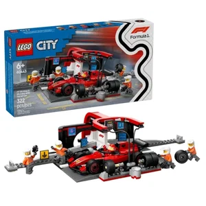 Lego City F1 Pit Stop & Pit Crew with Ferrari Car