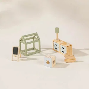 Wooden Doll House Kids Room Furniture & Accessories (6 pcs)