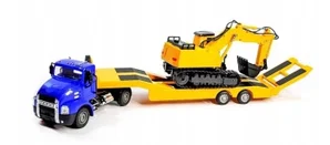 Double E 1:26 Rc Mack Flat Bed Trailer With Manual Excavator Set