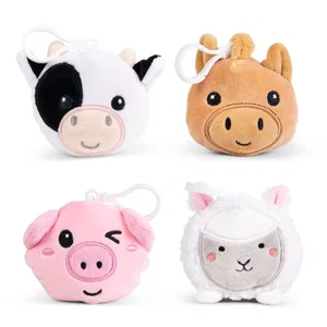 Farm Animal Clip & Cuddle Plush Keyrings - Assorted