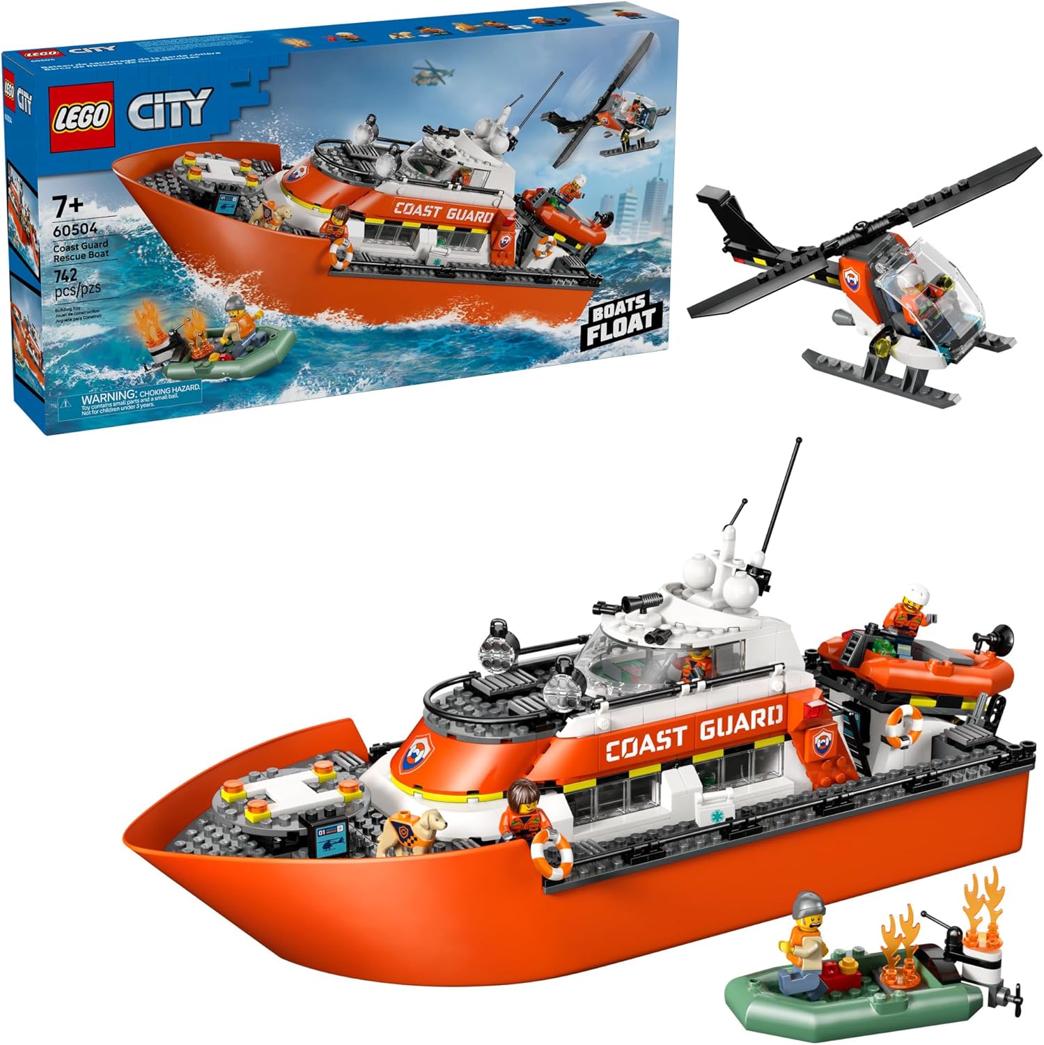 Lego City Exploration Coast Guard Rescue Boat & Helicopter