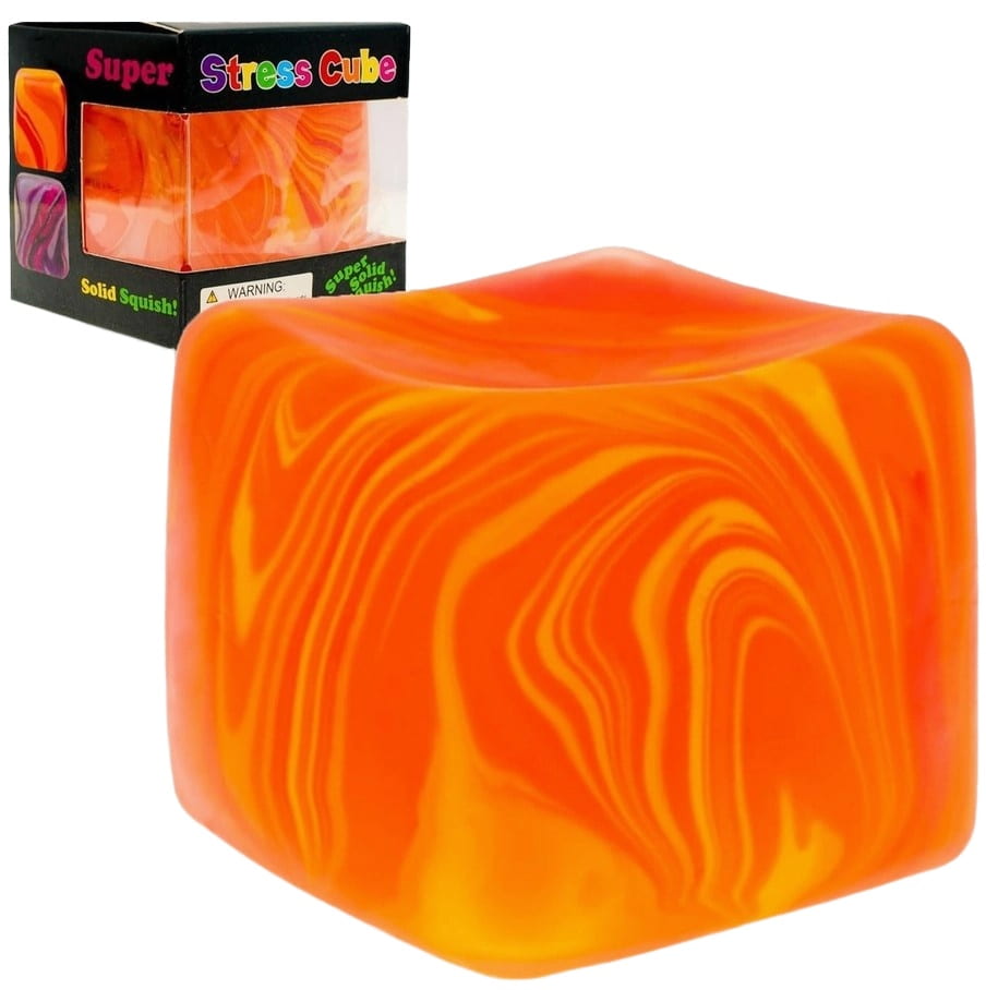 Nice Cube Stress Cube Squishy Toy- Flow Texture-Orange