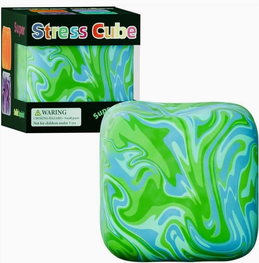 Nice Cube Stress Cube Squishy Toy- Flow Texture- Green