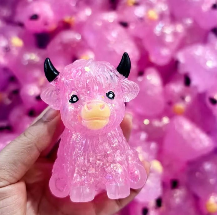 Maltose Cute Highland Cow Yak Squishy Toy - Pink