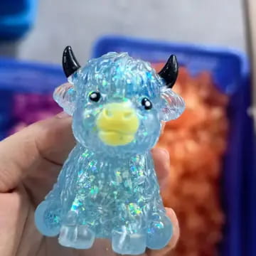 Maltose Cute Highland Cow Yak Squishy Toy- Blue