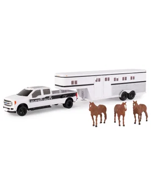 1:32 2017 Ford F-350 Pickup with Horse Trailer and Horses