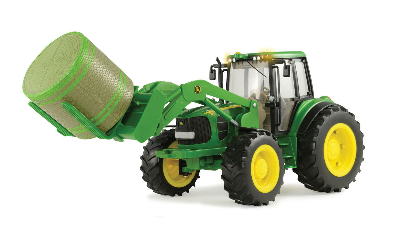 Image of 1:16 John Deere7330 Tractor with Bale Loader & Round Bale-