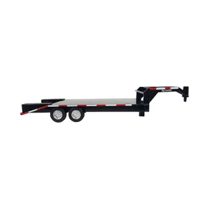 Black Flatbed Gooseneck Trailer with Ramps 427, 1/20