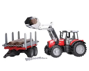 Massey Ferguson 7480 with Frontloader and Timber Trailer