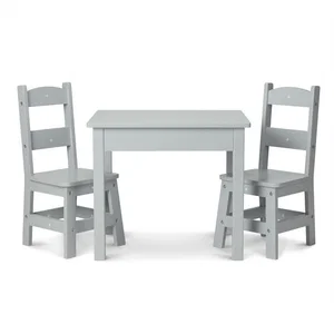 Wooden Table & Chairs - Grey - DWSO