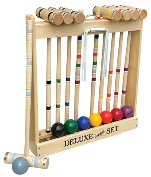 8 Player Pro Croquet Set 24" in Wooden Stand
